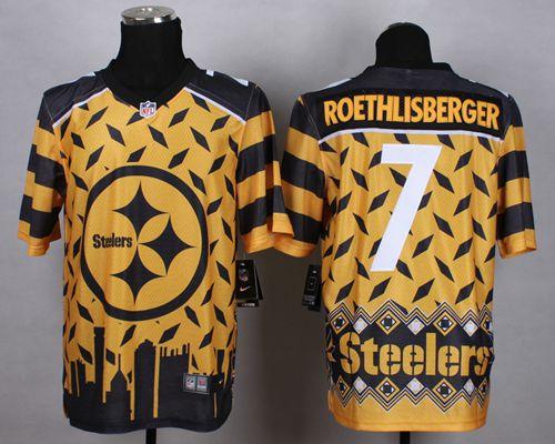 Nike Steelers #7 Ben Roethlisberger Gold Men's Stitched NFL Elite Noble Fashion Jersey - Click Image to Close