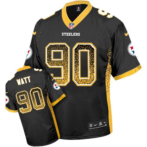 Nike Steelers #90 T. J. Watt Black Team Color Men's Stitched NFL Elite Drift Fashion Jersey