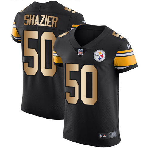 Nike Steelers #50 Ryan Shazier Black Team Color Men's Stitched NFL Elite Gold Jersey - Click Image to Close