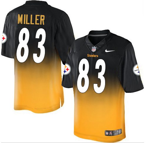 Nike Steelers #83 Heath Miller Black/Gold Men's Stitched NFL Elite Fadeaway Fashion Jersey