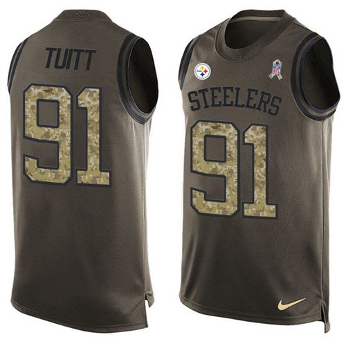 Nike Steelers #91 Stephon Tuitt Green Men's Stitched NFL Limited Salute To Service Tank Top Jersey