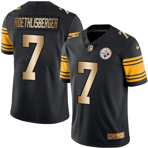 Nike Steelers #7 Ben Roethlisberger Black Men's Stitched NFL Limited Gold Rush Jersey