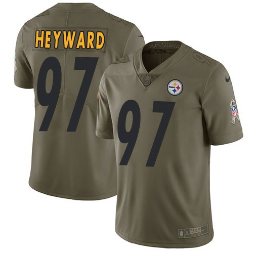 Nike Steelers #97 Cameron Heyward Olive Men's Stitched NFL Limited 2017 Salute to Service Jersey - Click Image to Close