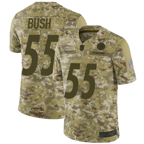 Steelers #55 Devin Bush Camo Men's Stitched Football Limited 2018 Salute To Service Jersey - Click Image to Close