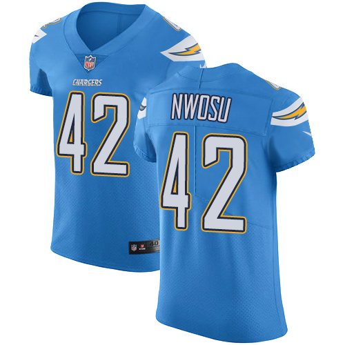 Nike Chargers #42 Uchenna Nwosu Electric Blue Alternate Men's Stitched NFL Vapor Untouchable Elite Jersey