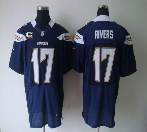 Nike Chargers #17 Philip Rivers Navy Blue Team Color With C Patch Men's Stitched NFL Elite Jersey