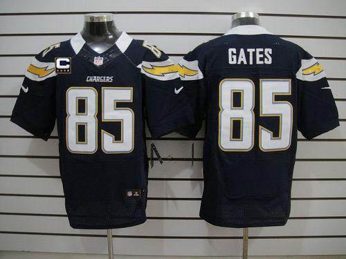 Nike Chargers #85 Antonio Gates Navy Blue Team Color With C Patch Men's Stitched NFL Elite Jersey