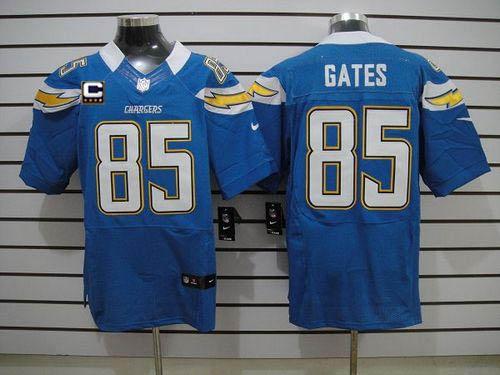 Nike Chargers #85 Antonio Gates Electric Blue Alternate With C Patch Men's Stitched NFL Elite Jersey