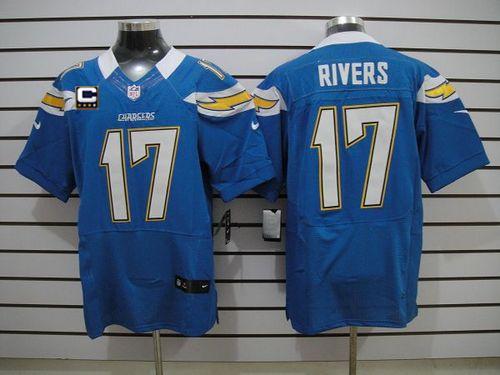 Nike Chargers #17 Philip Rivers Electric Blue Alternate With C Patch Men's Stitched NFL Elite Jersey