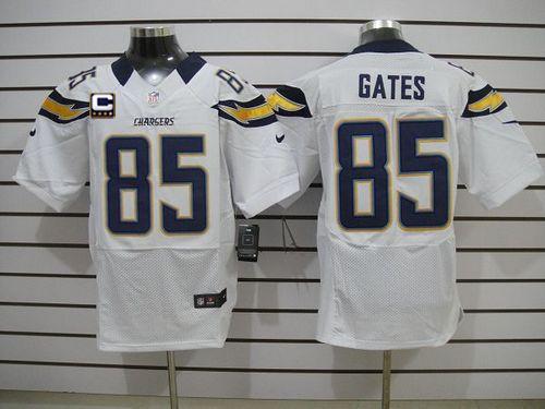 Nike Chargers #85 Antonio Gates White With C Patch Men's Stitched NFL Elite Jersey