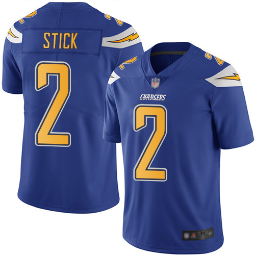 Chargers #2 Easton Stick Electric Blue Men's Stitched Football Limited Rush Jersey