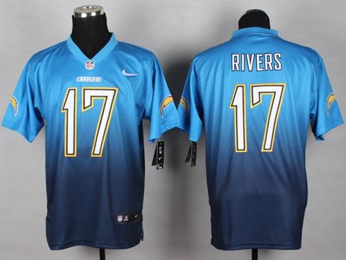 Nike Chargers #17 Philip Rivers Electric Blue/Navy Blue Men's Stitched NFL Elite Fadeaway Fashion Jersey