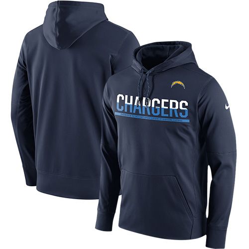 Men's Los Angeles Chargers Nike Navy Sideline Circuit Pullover Performance Hoodie