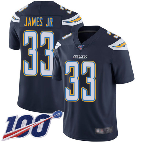 Chargers #33 Derwin James Jr Navy Blue Team Color Men's Stitched Football 100th Season Vapor Limited Jersey - Click Image to Close