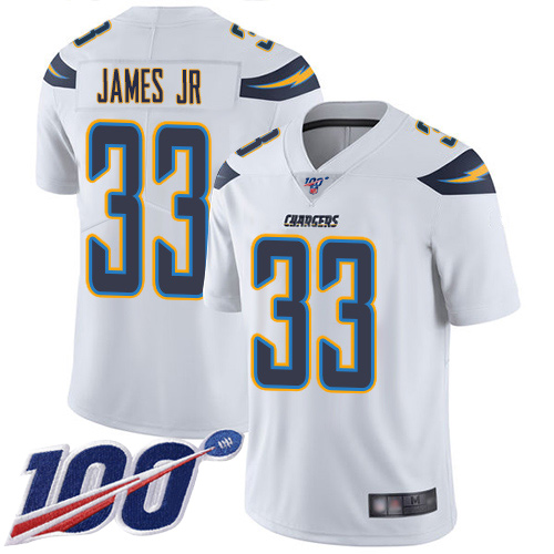 Chargers #33 Derwin James Jr White Men's Stitched Football 100th Season Vapor Limited Jersey - Click Image to Close