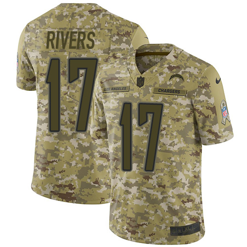 Nike Chargers #17 Philip Rivers Camo Men's Stitched NFL Limited 2018 Salute To Service Jersey