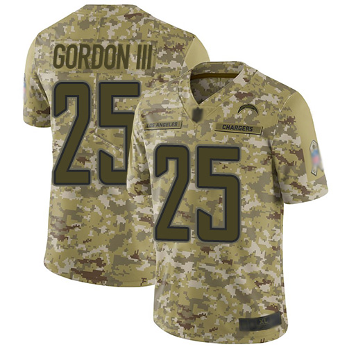 Chargers #25 Melvin Gordon III Camo Men's Stitched Football Limited 2018 Salute To Service Jersey