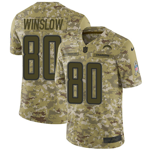 Nike Chargers #80 Kellen Winslow Camo Men's Stitched NFL Limited 2018 Salute To Service Jersey - Click Image to Close