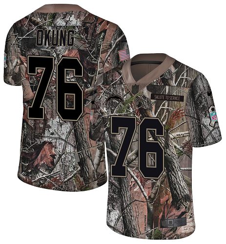 Nike Chargers #76 Russell Okung Camo Men's Stitched NFL Limited Rush Realtree Jersey