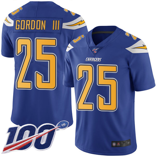 Chargers #25 Melvin Gordon III Electric Blue Men's Stitched Football Limited Rush 100th Season Jersey - Click Image to Close