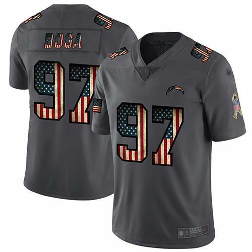 Chargers #97 Joey Bosa Carbon Black Men's Stitched Football Limited Retro Flag Jersey - Click Image to Close