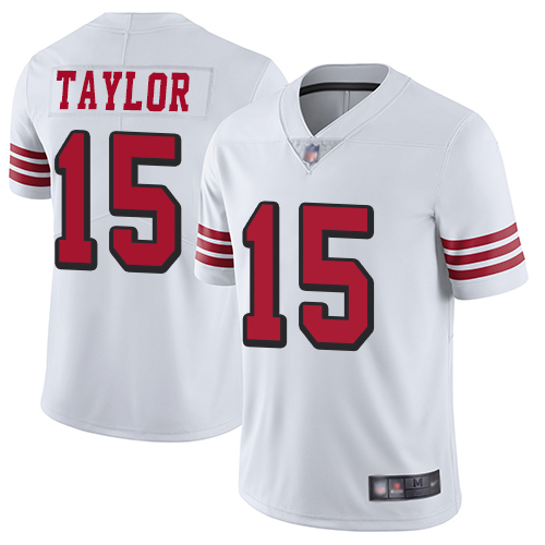 Nike 49ers #15 Trent Taylor White Rush Men's Stitched NFL Vapor Untouchable Limited Jersey - Click Image to Close