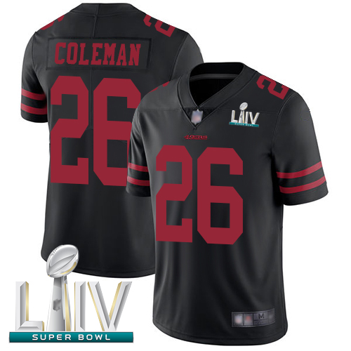 49ers #26 Tevin Coleman Black Alternate Super Bowl LIV Bound Men's Stitched Football Vapor Untouchable Limited Jersey - Click Image to Close