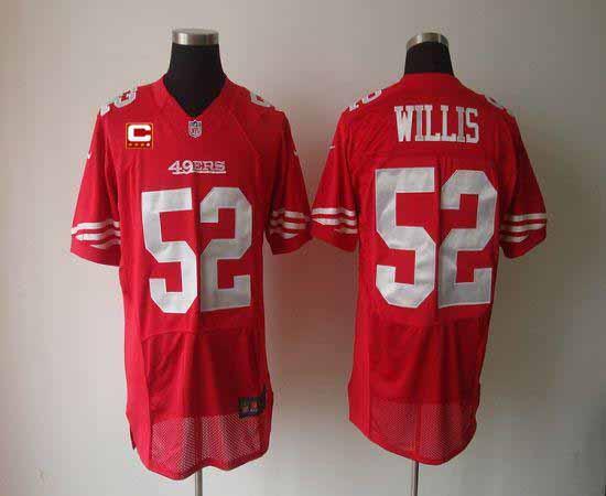 Nike 49ers #52 Patrick Willis Red Team Color With C Patch Men's Stitched NFL Elite Jersey