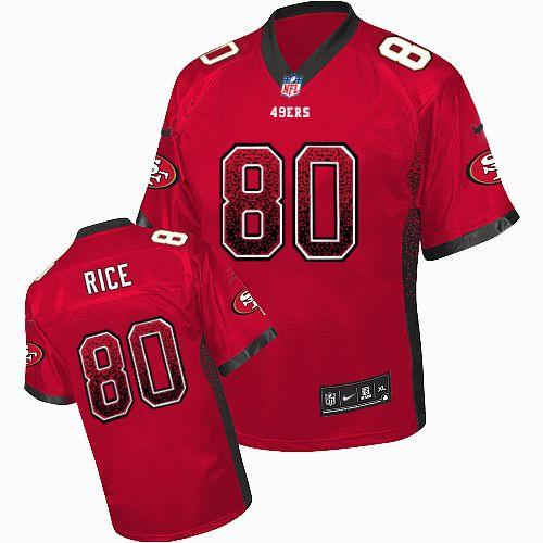 Nike 49ers #80 Jerry Rice Red Team Color Men's Stitched NFL Elite Drift Fashion Jersey