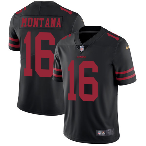 Nike 49ers #16 Joe Montana Black Alternate Men's Stitched NFL Vapor Untouchable Limited Jersey