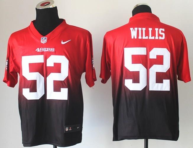 Nike 49ers #52 Patrick Willis Red/Black Men's Stitched NFL Elite Fadeaway Fashion Jersey - Click Image to Close