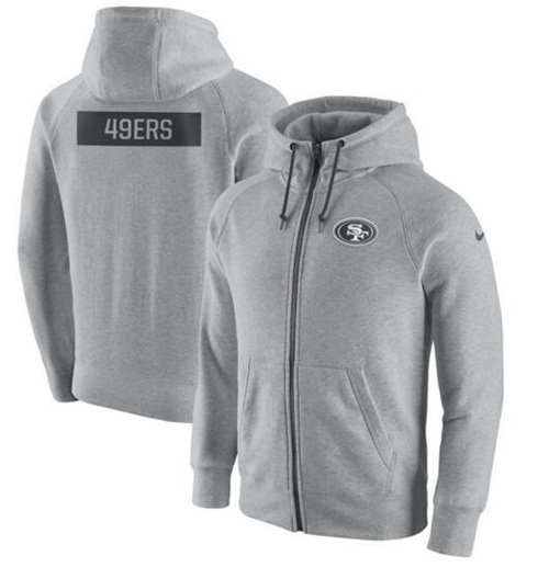 Men's San Francisco 49ers Nike Ash Gridiron Gray 2.0 Full-Zip Hoodie