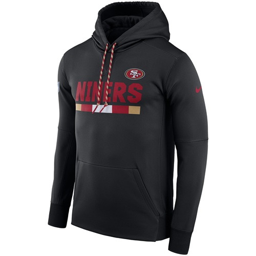 Men's San Francisco 49ers Nike Black Sideline ThermaFit Performance PO Hoodie