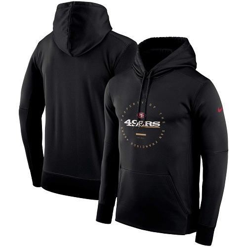 Men's San Francisco 49ers Nike Black Sideline Property Of Wordmark Logo Performance Pullover Hoodie