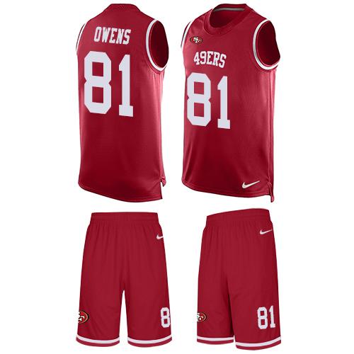 Nike 49ers #81 Terrell Owens Red Team Color Men's Stitched NFL Limited Tank Top Suit Jersey - Click Image to Close