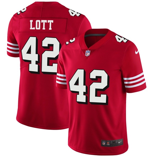 Nike 49ers #42 Ronnie Lott Red Team Color Men's Stitched NFL Vapor Untouchable Limited II Jersey