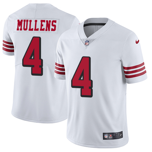 Nike 49ers #4 Nick Mullens White Rush Men's Stitched NFL Vapor Untouchable Limited Jersey