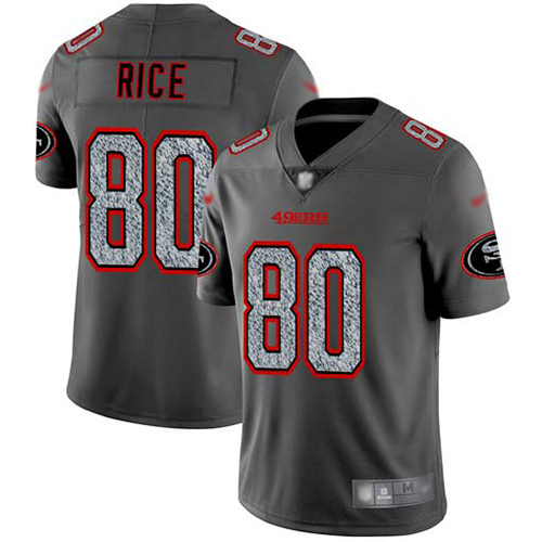 49ers #80 Jerry Rice Gray Static Men's Stitched Football Vapor Untouchable Limited Jersey - Click Image to Close