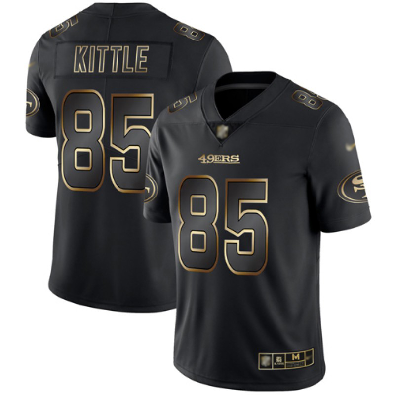 49ers #85 George Kittle Black/Gold Men's Stitched Football Vapor Untouchable Limited Jersey - Click Image to Close