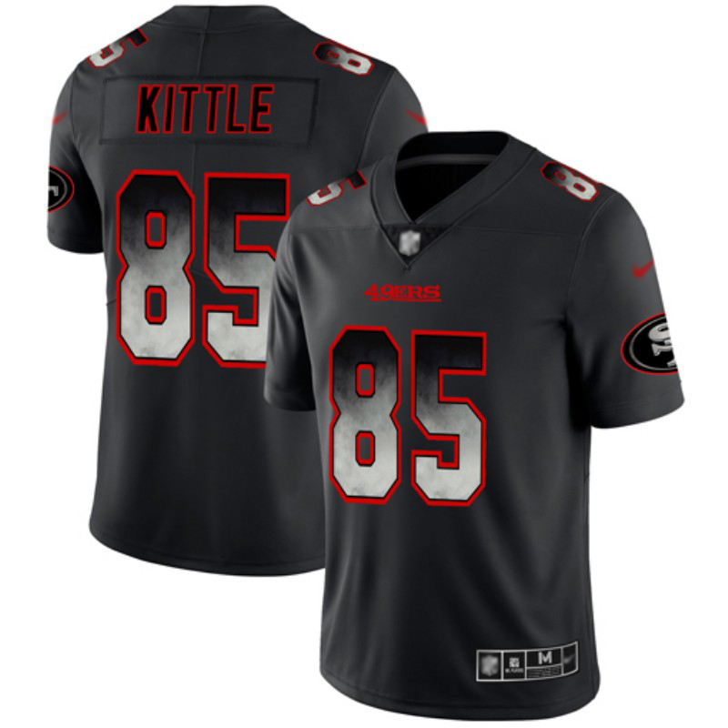 49ers #85 George Kittle Black Men's Stitched Football Vapor Untouchable Limited Smoke Fashion Jersey - Click Image to Close