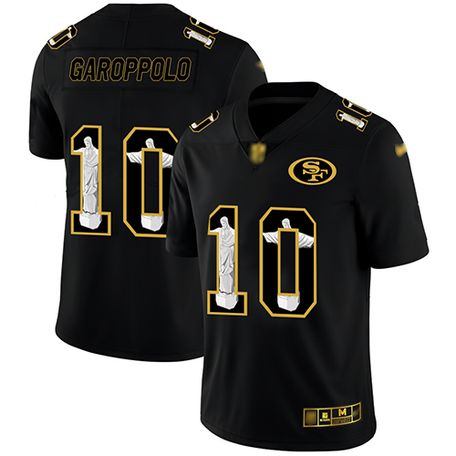 49ers #10 Jimmy Garoppolo Black Men's Stitched Football Limited Jesus Faith Jersey