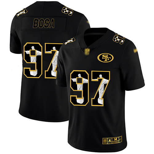 49ers #97 Nick Bosa Black Men's Stitched Football Limited Jesus Faith Jersey