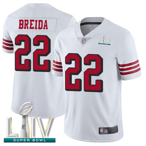 49ers #22 Matt Breida White Rush Super Bowl LIV Bound Men's Stitched Football Vapor Untouchable Limited Jersey - Click Image to Close