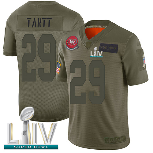 49ers #29 Jaquiski Tartt Camo Super Bowl LIV Bound Men's Stitched Football Limited 2019 Salute To Service Jersey