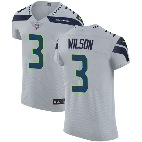 Nike Seahawks #3 Russell Wilson Grey Alternate Men's Stitched NFL Vapor Untouchable Elite Jersey - Click Image to Close