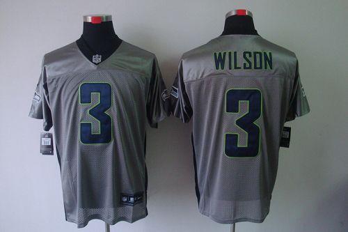 Nike Seahawks #3 Russell Wilson Grey Shadow Men's Stitched NFL Elite Jersey