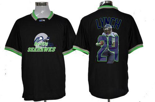 Nike Seahawks #24 Marshawn Lynch Black Men's NFL Game All Star Fashion Jersey