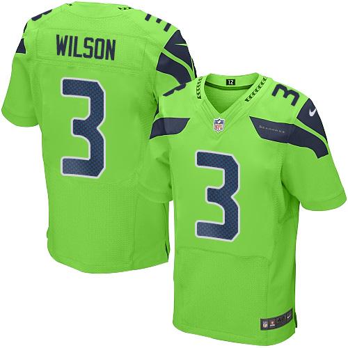 Nike Seahawks #3 Russell Wilson Green Men's Stitched NFL Elite Rush Jersey - Click Image to Close