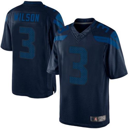 Nike Seahawks #3 Russell Wilson Steel Blue Men's Stitched NFL Drenched Limited Jersey - Click Image to Close