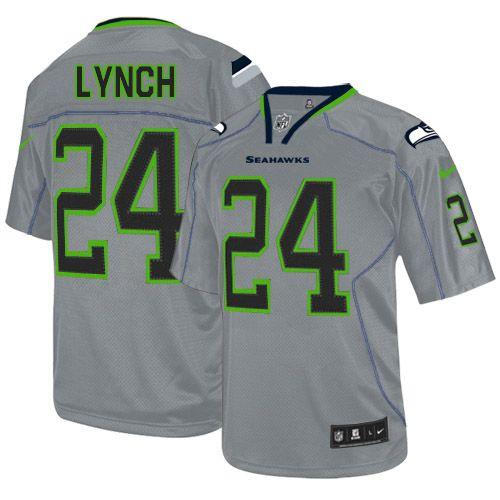 Nike Seahawks #24 Marshawn Lynch Lights Out Grey Men's Stitched NFL Elite Jersey